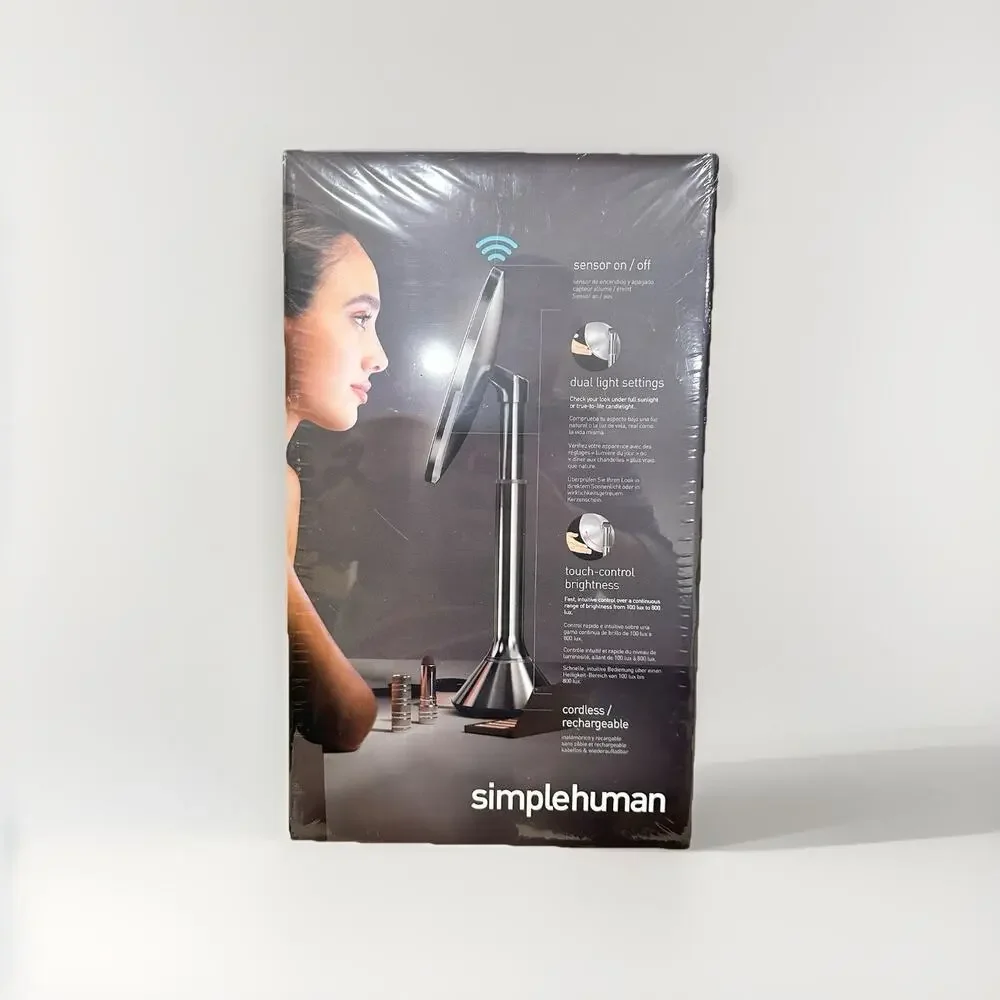 Simplehuman 8” Round Sensor Make-up Mirror 5x Cordless | Stainless Steel ST3052